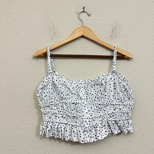 J. Crew White and Black Polka Dot Tank Top
